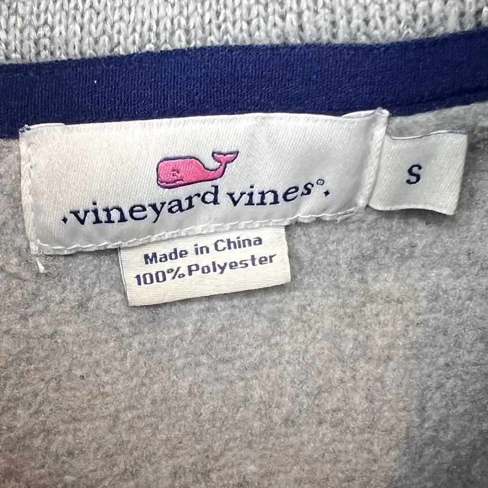 Vineyard Vines Women’s Mixed Media Quilted Pullover Navy Blue Grey Size Small